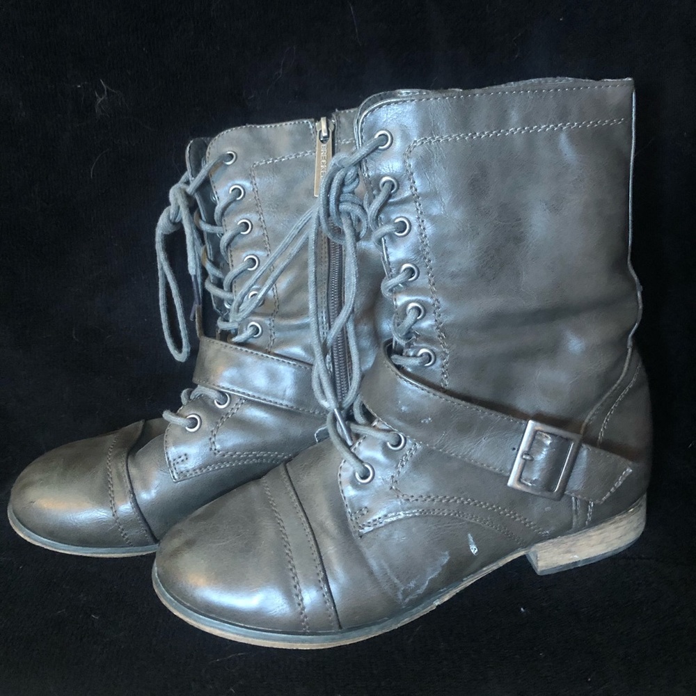 Grey combat boots